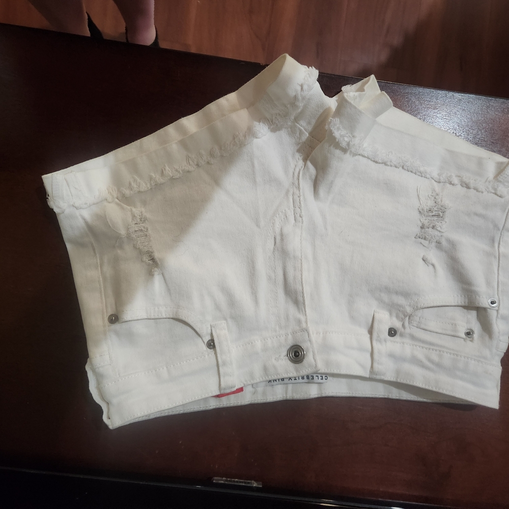 Celebrity Pink White Jean Shorts
